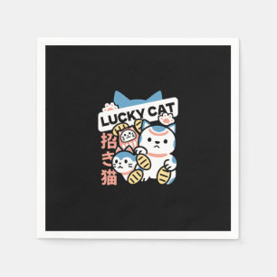 Servilleta De Papel Arte de Gato Afortunado – Maneki Neko con Moneda d