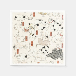 Servilleta De Papel Arte de gato japonés vintage impresión en grabado 