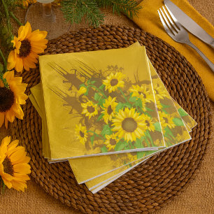 Servilleta De Papel Arte de girasol grunge negrita floral amarilla rús