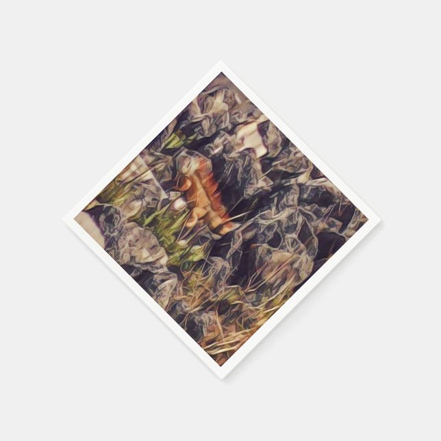 Servilleta De Papel Arte de Guana Naranja (Borde)