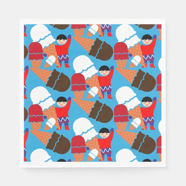 Servilleta De Papel Arte De Helado Retro Vintage (Anverso)