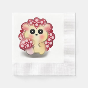 Servilleta De Papel Arte de hongo rojo Kawaii lindo erizo sombrerillo