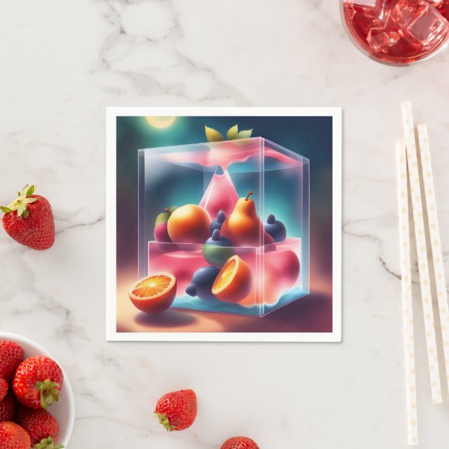 Servilleta De Papel Arte de IA de Cinco Frutos (In situ)