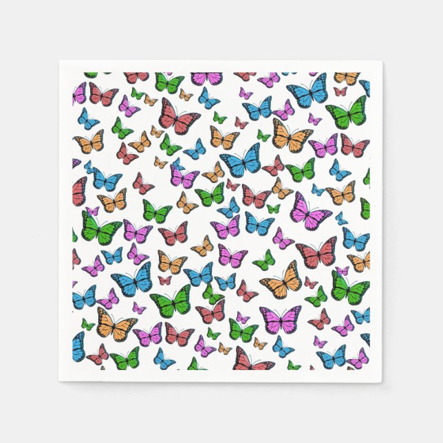 Servilleta De Papel Arte de Ilustracion de papilón de mariposa de époc (Anverso)