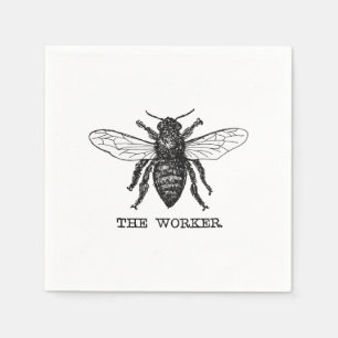 Servilleta De Papel Arte de ilustración vintage de abeja trabajadora