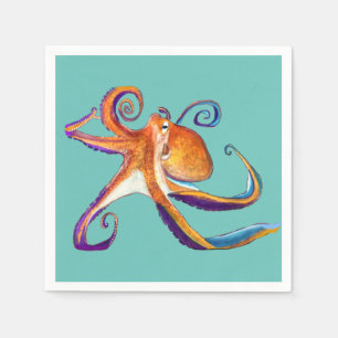 Servilleta De Papel Arte de la acuarela Octopus sealife
