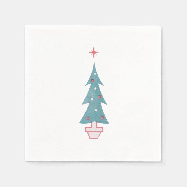 Servilleta De Papel Arte de la época navideña de 1950 (Anverso)