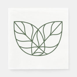 Servilleta De Papel Arte de línea de hoja verde minimalista