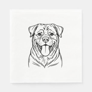 Servilleta De Papel Arte de línea de perro Rottweiler � arte de línea 
