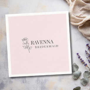 Servilleta De Papel Arte de Línea de Rosa Rosa Luxe con Nombre Persona