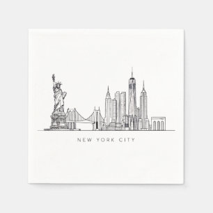 Servilleta De Papel Arte de línea del horizonte minimalista de la ciud