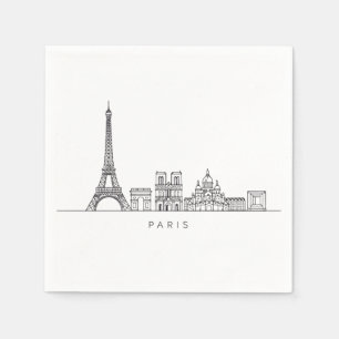 Servilleta De Papel Arte de línea del horizonte minimalista de París