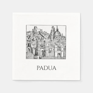 Servilleta De Papel Arte de línea del paisaje urbano medieval minimali