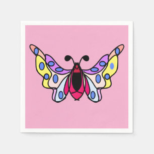 Servilleta De Papel Arte de Mariposa Folk Moderno Vibrante Personaliza