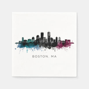Servilleta De Papel Arte de Massachusetts Acuarela del horizonte de