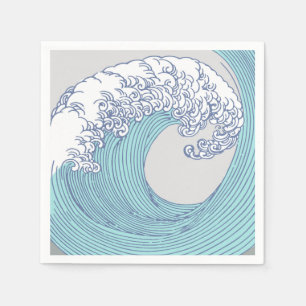 Servilleta De Papel Arte de olas de surf Ukiyo-e japonés vintage Costa