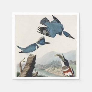 Servilleta De Papel Arte de pájaro martín pescador cinturado vintage d