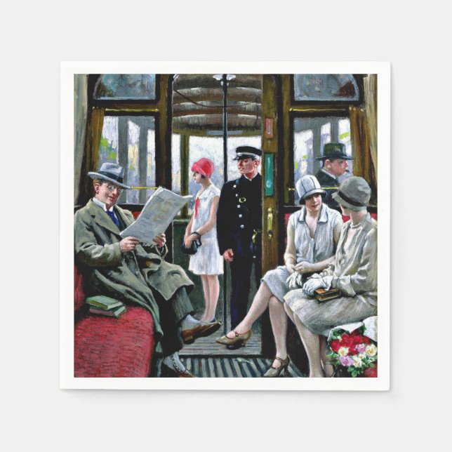 Servilleta De Papel Arte de Paul-Gustave Fischer - Tranvía de Copenhag (Anverso)