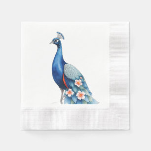 Servilleta De Papel Arte de pavo real de color de agua pastel