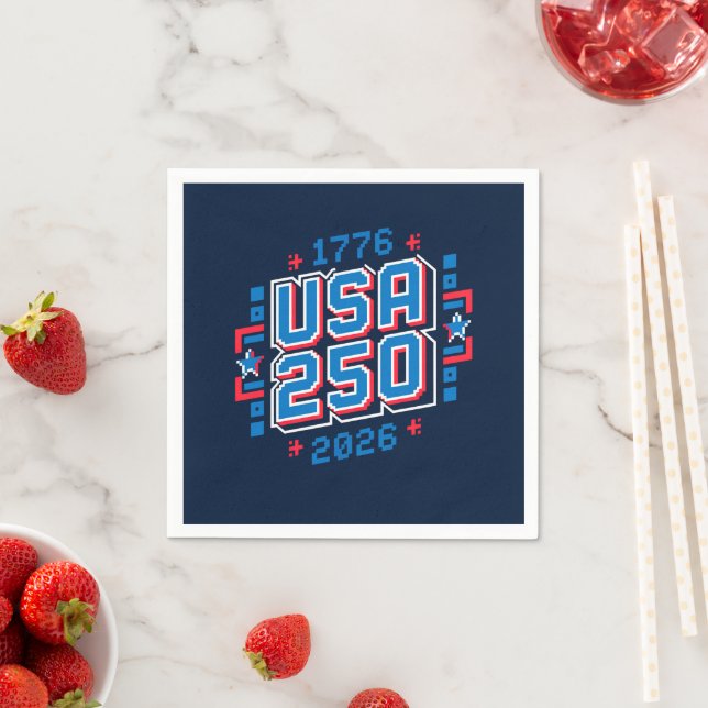 Servilleta De Papel Arte de píxel USA 250 – 1776 a 2026 (In situ)