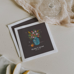 Servilleta De Papel Arte de pizarra caprichosa para bodas   Doodle