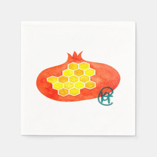 Servilleta De Papel Arte de Pomegranate y Honeycomb Rosh Hashana