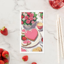 Arte de postre de fresa y forma de corazón de anim