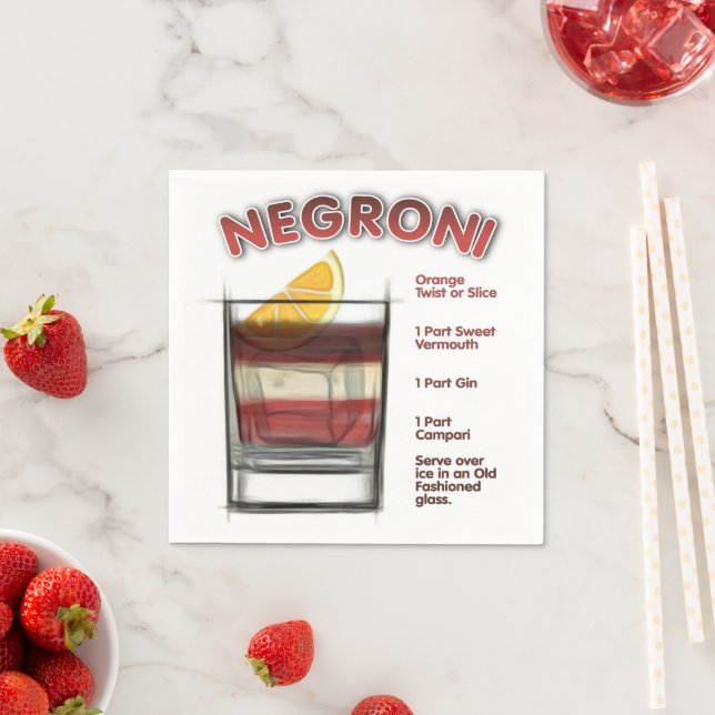 Servilleta De Papel Arte de recetas de cócteles NEGRONI (In situ)