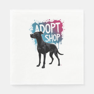 Servilleta De Papel Arte de rescate de graffiti de perro Adopta No Com