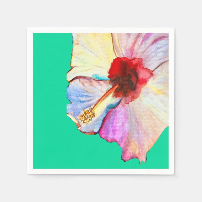 Servilleta De Papel Arte de tulipanes color agua rosa (Anverso)