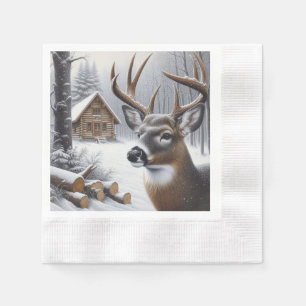 Servilleta De Papel Arte de venado/ ciervo de invierno