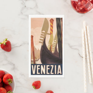 Servilleta De Papel Arte de viaje vintage Venezia Italia Venecia góndo
