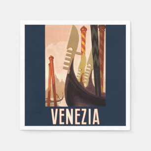 Servilleta De Papel Arte de viaje vintage Venezia Italia Venecia góndo