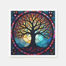 Servilleta De Papel Arte de Vidrio Teñido, Árbol de la Vida en Vidrio 