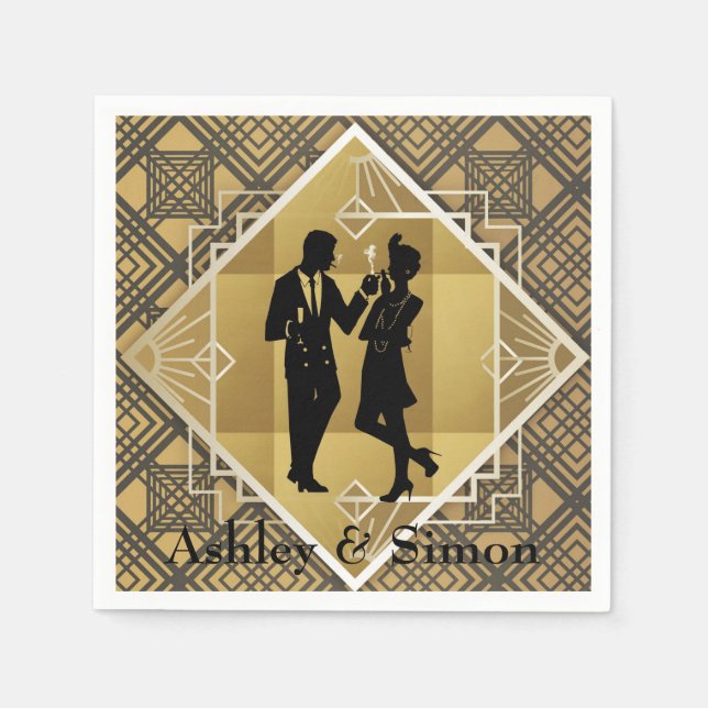 Servilleta De Papel Arte Deco de los años 20. Flapper. (Anverso)