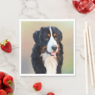 Servilleta De Papel arte del perro de montaña de bernesa