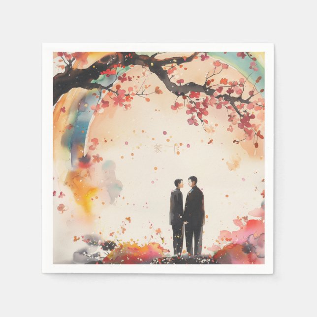 Servilleta De Papel Arte digital Boda de dos Grooms (Anverso)