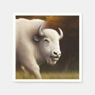 Servilleta De Papel Arte digital místico de búfalo blanco