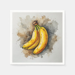 Servilleta De Papel Arte dramático de banana en acuarela
