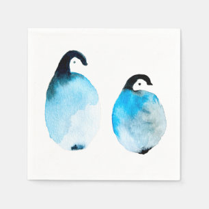 Servilleta De Papel Arte en acuarela de pingüino lindo