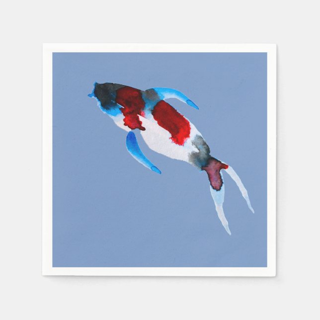 Servilleta De Papel Arte fino de acuarela de pescado de Koi (Anverso)