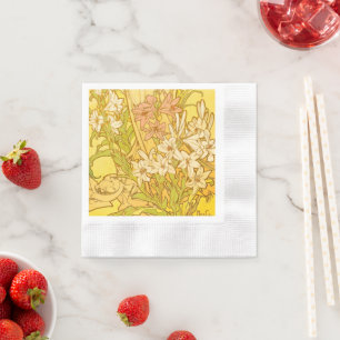 Servilleta De Papel Arte flor de lirio Alfonse Mucha Nouveau
