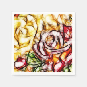 Servilleta De Papel Arte floral abstracto luz amarilla resplandor