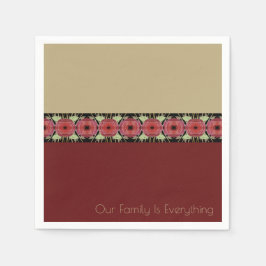 Servilleta De Papel Arte Floral Con Borgoña Y Rosa