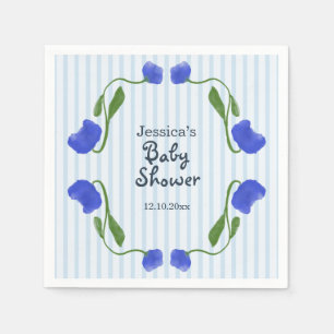 Servilleta De Papel Arte Floral Nouveau Azul Fiesta de Bebé