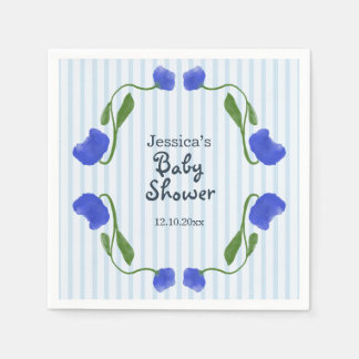 Servilleta De Papel Arte Floral Nouveau Azul Fiesta de Bebé