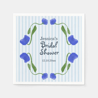 Servilleta De Papel Arte Floral Novedoso Azul Duche de Novia