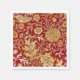 Servilleta De Papel Arte Floral Rojo Vintage de William Morris Cherwel