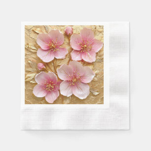Servilleta De Papel Arte floral rosa elegante con flores vibrantes