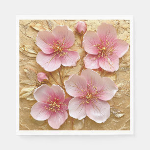 Servilleta De Papel Arte floral rosa elegante con flores vibrantes